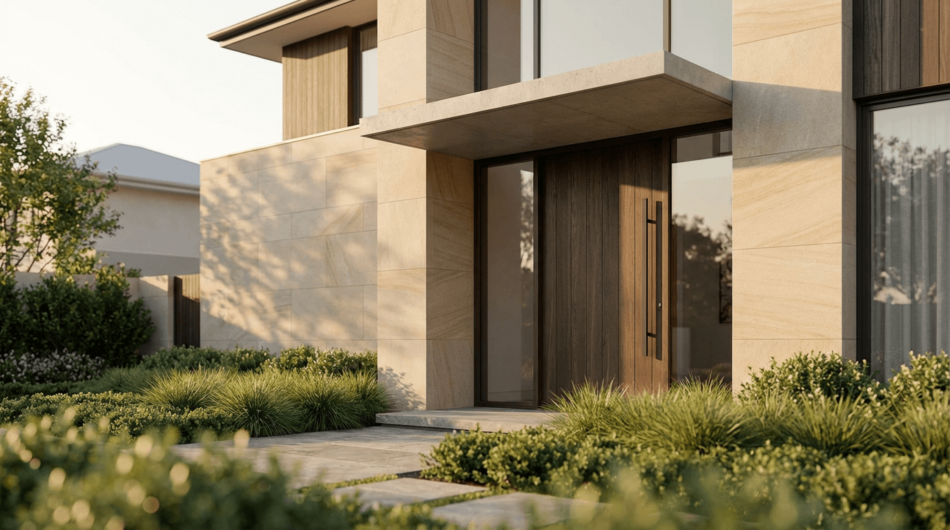 Beautiful residential home exterior with natural lighting